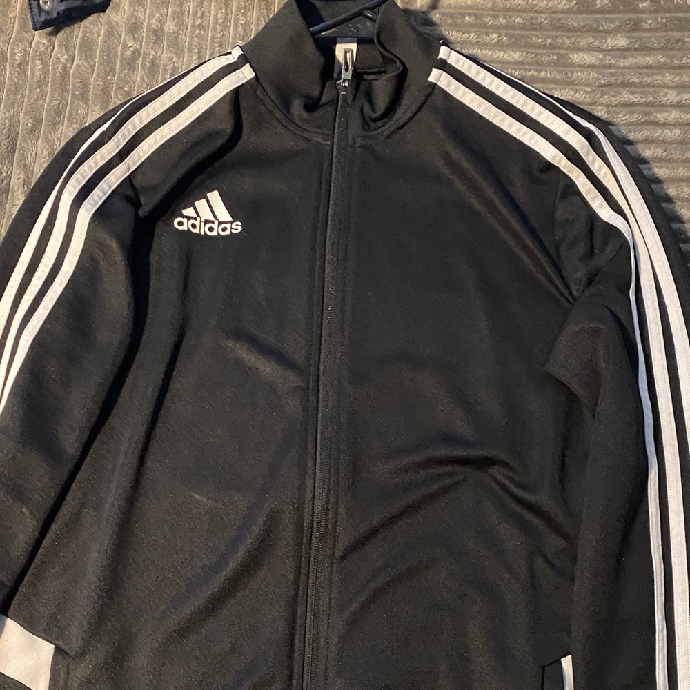 Adidas Men's Black Performance Jacket with White Accents